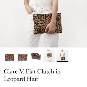 Clare V. Flat Clutch in Leopard Hair pristine condition includes dust bag
